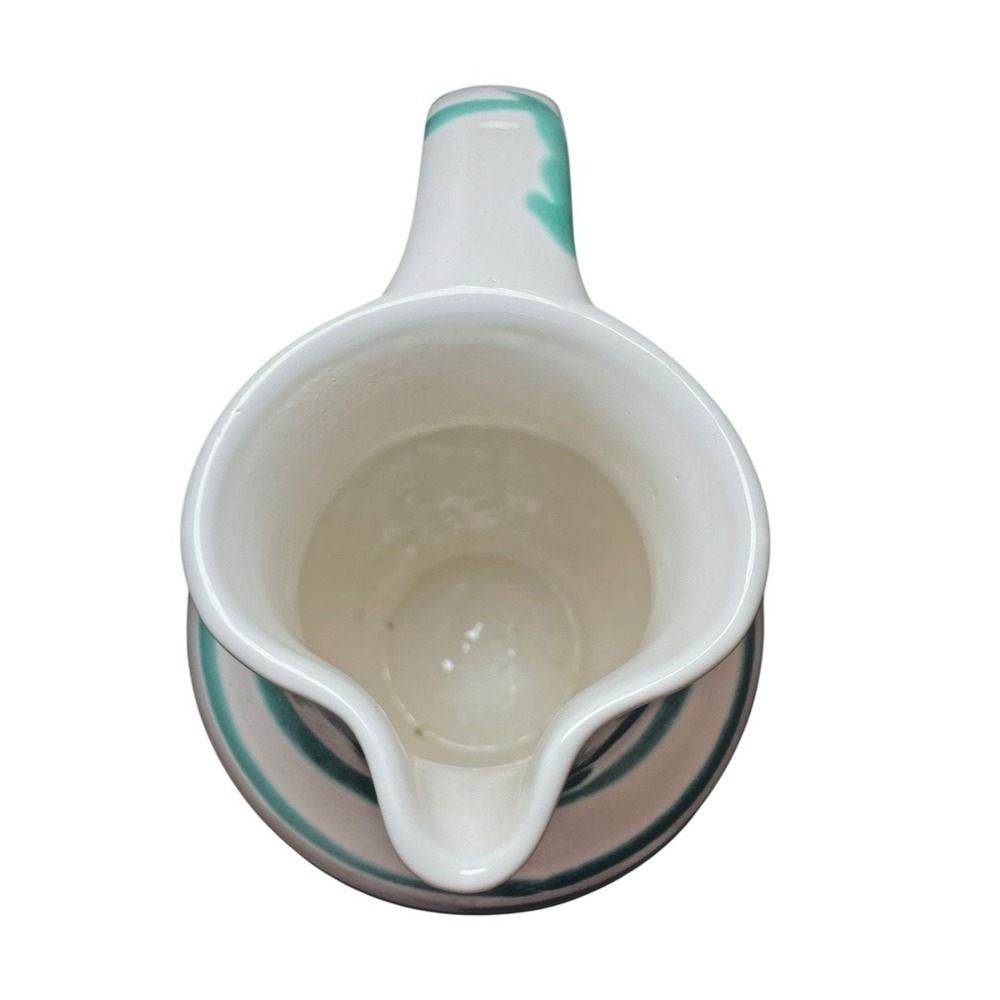 Vintage Gmundner Keramik Rare Green Stripe Hand Painted Pitcher 7 Inches Tall - Picture 5 of 11